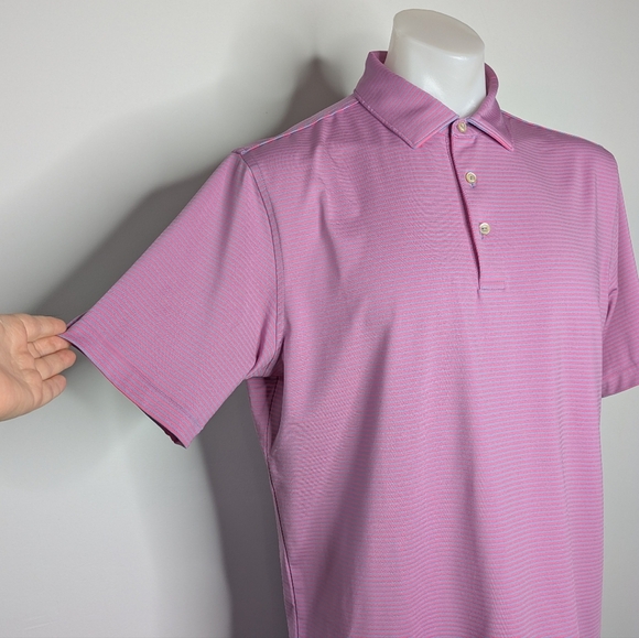 Peter Millar Summer Comfort Pink Purple Striped Short Sleeve Polo Shirt M - Picture 4 of 8